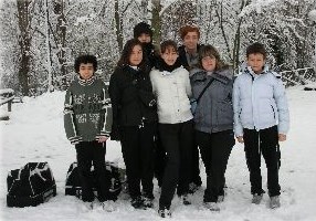 Gruppo atleti sulla neve